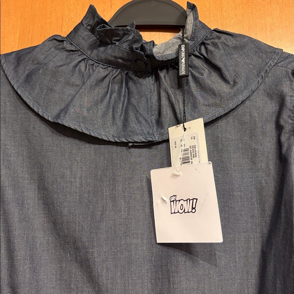 Emporio Armani Mock Neck Chambray Dress - Picture 2 of 3